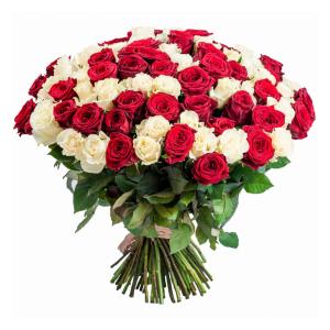 Букет красной и белой розы